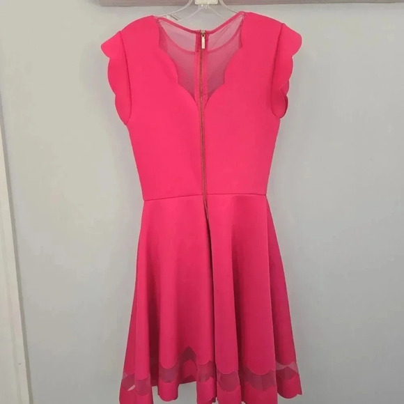 Ted Baker London Pink Sharlot Mesh Paneled Scallop Fit Flare Dress Size US 4 - Picture 6 of 9